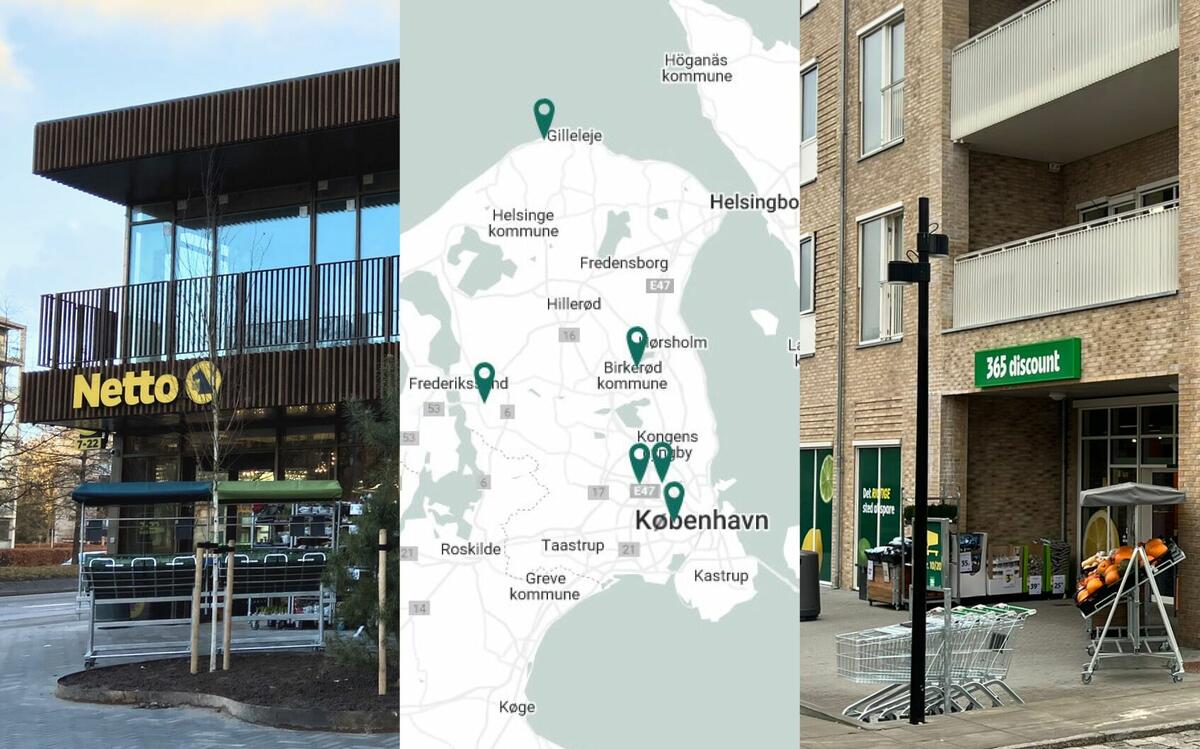 Netto, Frederiksberg og 365discount, Tingbjerg.